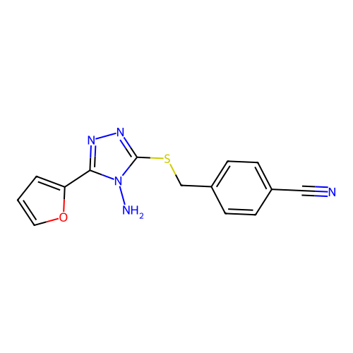 4-[(4-Amino-5-(2-furyl)-1,2,4-triazol-3-ylthio)methyl]benzenecarbonitrile structure