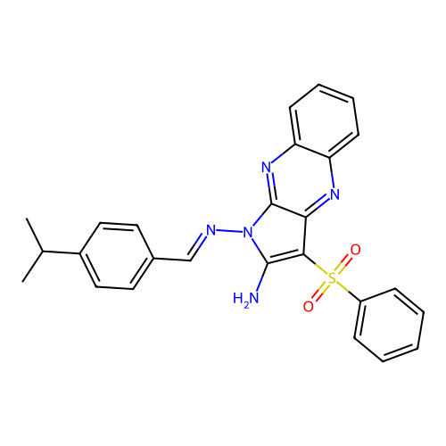 3-(phenylsulfonyl)-N~1~-{(E)-[4-(propan-2-yl)phenyl]methylidene}-1H-pyrrolo[2,3-b]quinoxaline-1,2-diamine structure
