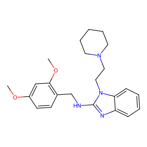 N-(2,4-dimethoxybenzyl)-1-[2-(piperidin-1-yl)ethyl]-1H-benzimidazol-2-amine structure