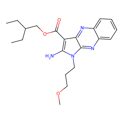 2-ethylbutyl 2-amino-1-(3-methoxypropyl)-1H-pyrrolo[2,3-b]quinoxaline-3-carboxylate structure