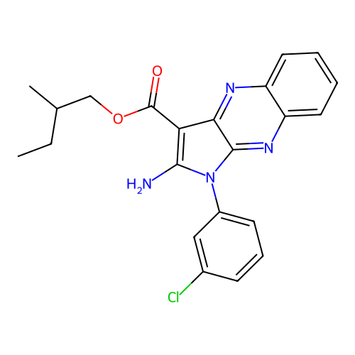2-methylbutyl 2-amino-1-(3-chlorophenyl)-1H-pyrrolo[2,3-b]quinoxaline-3-carboxylate structure