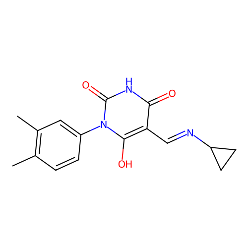 5-[(cyclopropylamino)methylidene]-1-(3,4-dimethylphenyl)-1,3-diazinane-2,4,6-trione structure