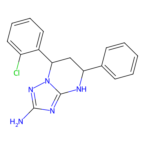 7-(2-chlorophenyl)-5-phenyl-4,5,6,7-tetrahydro[1,2,4]triazolo[1,5-a]pyrimidin-2-amine structure