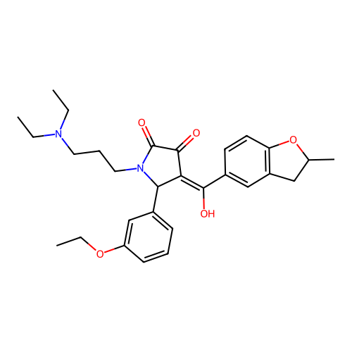 (4E)-1-[3-(diethylamino)propyl]-5-(3-ethoxyphenyl)-4-[hydroxy-(2-methyl-2,3-dihydro-1-benzofuran-5-yl)methylidene]pyrrolidine-2,3-dione structure