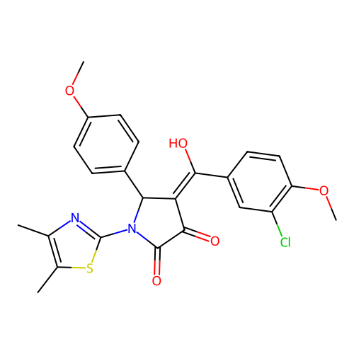 (4E)-4-[(3-chloro-4-methoxyphenyl)(hydroxy)methylidene]-1-(4,5-dimethyl-1,3-thiazol-2-yl)-5-(4-methoxyphenyl)pyrrolidine-2,3-dione structure