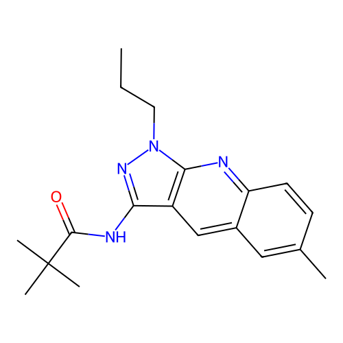 2,2-dimethyl-N-(6-methyl-1-propyl-1H-pyrazolo[3,4-b]quinolin-3-yl)propanamide structure