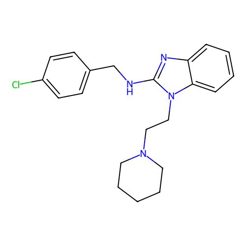 N-(4-chlorobenzyl)-1-[2-(piperidin-1-yl)ethyl]-1H-benzimidazol-2-amine structure