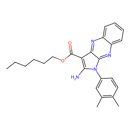 hexyl 2-amino-1-(3,4-dimethylphenyl)-1H-pyrrolo[2,3-b]quinoxaline-3-carboxylate structure