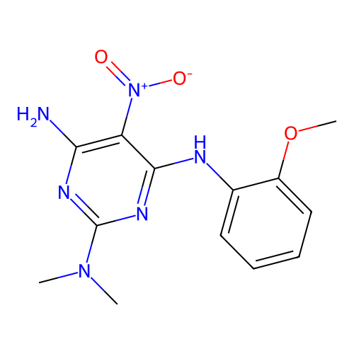{4-Amino-6-[(2-methoxyphenyl)amino]-5-nitropyrimidin-2-yl}dimethylamine structure