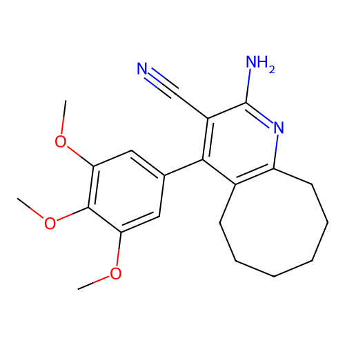 2-amino-4-(3,4,5-trimethoxyphenyl)-5,6,7,8,9,10-hexahydrocycloocta[b]pyridine-3-carbonitrile structure