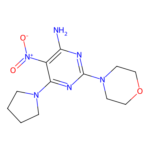 2-(Morpholin-4-yl)-5-nitro-6-(pyrrolidin-1-yl)pyrimidin-4-amine structure