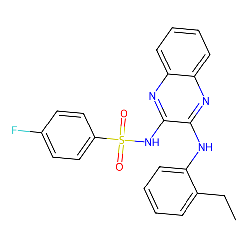 N-(3-((2-ethylphenyl)amino)quinoxalin-2-yl)-4-fluorobenzenesulfonamide structure