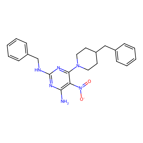 {4-Amino-5-nitro-6-[4-benzylpiperidyl]pyrimidin-2-yl}benzylamine structure