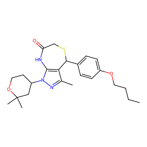 4-(4-BUTOXYPHENYL)-1-(2,2-DIMETHYLOXAN-4-YL)-3-METHYL-1H,4H,6H,7H,8H-PYRAZOLO[3,4-E][1,4]THIAZEPIN-7-ONE structure
