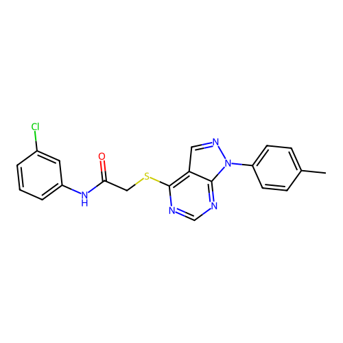 N-(3-chlorophenyl)-2-((1-(p-tolyl)-1H-pyrazolo[3,4-d]pyrimidin-4-yl)thio)acetamide structure