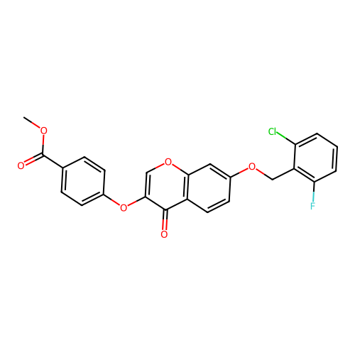 Methyl 4-{7-[(2-chloro-6-fluorophenyl)methoxy]-4-oxochromen-3-yloxy}benzoate structure