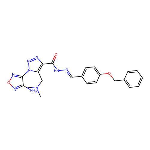 (E)-1-(4-amino-1,2,5-oxadiazol-3-yl)-N'-(4-(benzyloxy)benzylidene)-5-((dimethylamino)methyl)-1H-1,2,3-triazole-4-carbohydrazide structure