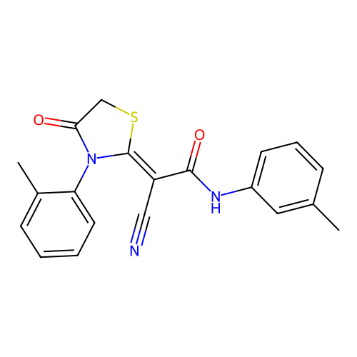 (Z)-2-cyano-2-(4-oxo-3-(o-tolyl)thiazolidin-2-ylidene)-N-(m-tolyl)acetamide structure