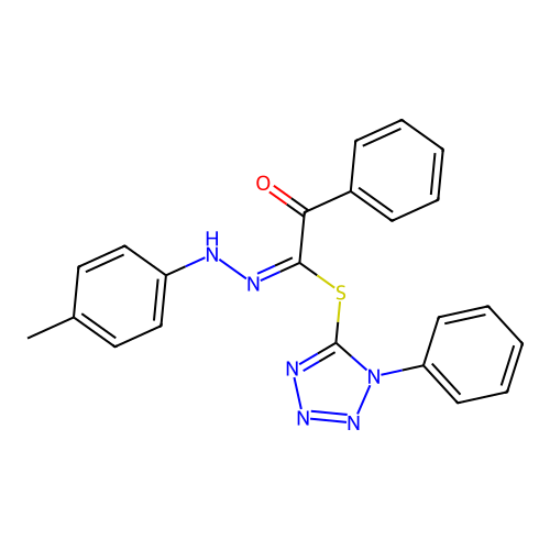 (1-phenyltetrazol-5-yl) (1E)-N-(4-methylanilino)-2-oxo-2-phenylethanimidothioate structure