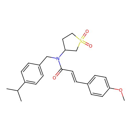 (2E)-N-(1,1-dioxidotetrahydrothiophen-3-yl)-3-(4-methoxyphenyl)-N-[4-(propan-2-yl)benzyl]prop-2-enamide structure