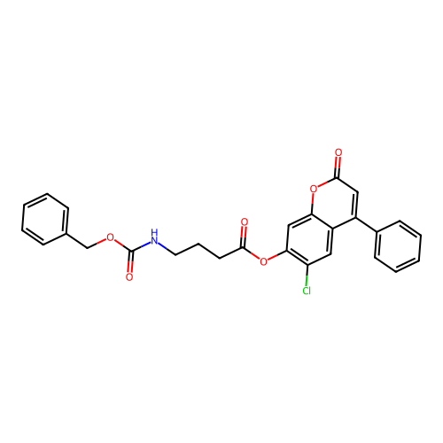 6-chloro-2-oxo-4-phenyl-2H-chromen-7-yl 4-(((benzyloxy)carbonyl)amino)butanoate structure