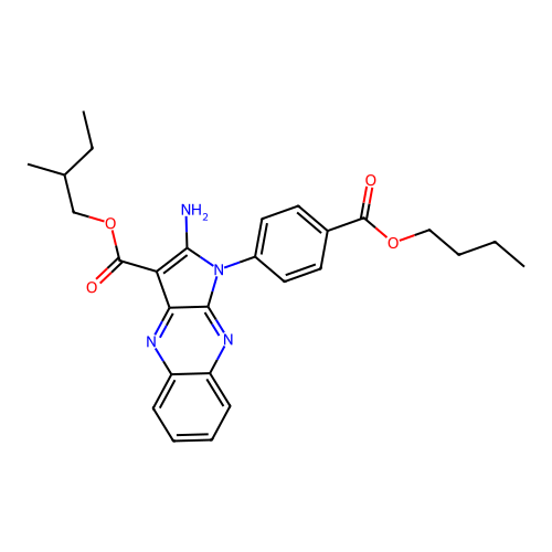 2-methylbutyl 2-amino-1-(4-butoxycarbonylphenyl)pyrrolo[3,2-b]quinoxaline-3-carboxylate structure