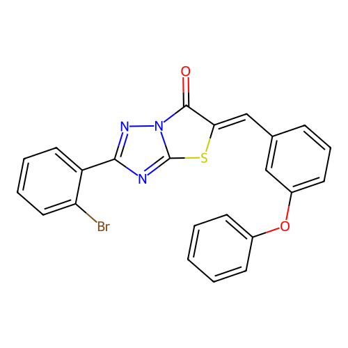 (5Z)-2-(2-bromophenyl)-5-(3-phenoxybenzylidene)[1,3]thiazolo[3,2-b][1,2,4]triazol-6(5H)-one structure