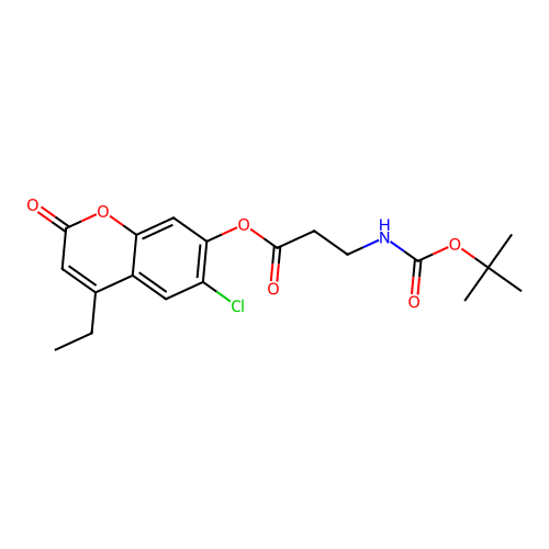 6-chloro-4-ethyl-2-oxo-2H-chromen-7-yl 3-((tert-butoxycarbonyl)amino)propanoate structure