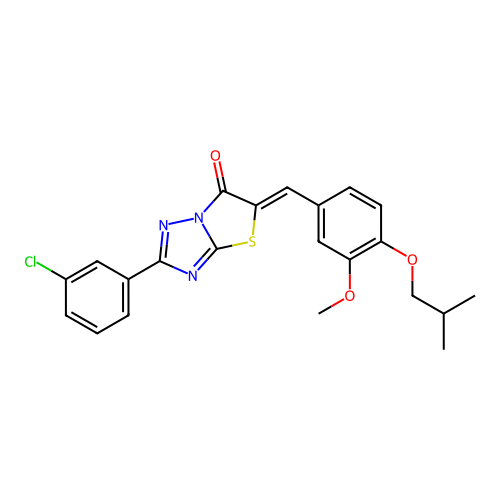 (5Z)-2-(3-chlorophenyl)-5-(4-isobutoxy-3-methoxybenzylidene)[1,3]thiazolo[3,2-b][1,2,4]triazol-6(5H)-one structure