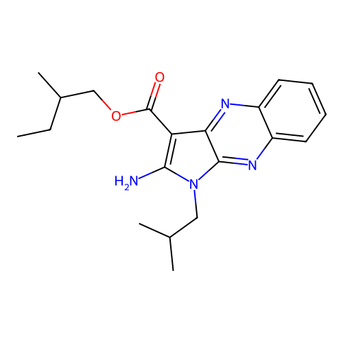 2-methylbutyl 2-amino-1-(2-methylpropyl)-1H-pyrrolo[2,3-b]quinoxaline-3-carboxylate structure