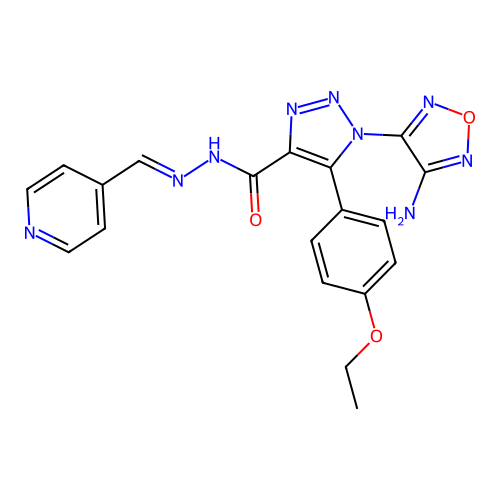 (E)-1-(4-amino-1,2,5-oxadiazol-3-yl)-5-(4-ethoxyphenyl)-N'-(pyridin-4-ylmethylene)-1H-1,2,3-triazole-4-carbohydrazide structure