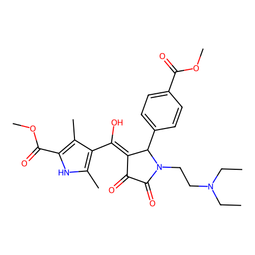 methyl 4-({1-[2-(diethylamino)ethyl]-4-hydroxy-2-[4-(methoxycarbonyl)phenyl]-5 -oxo(3-pyrrolin-3-yl)}carbonyl)-3,5-dimethylpyrrole-2-carboxylate structure
