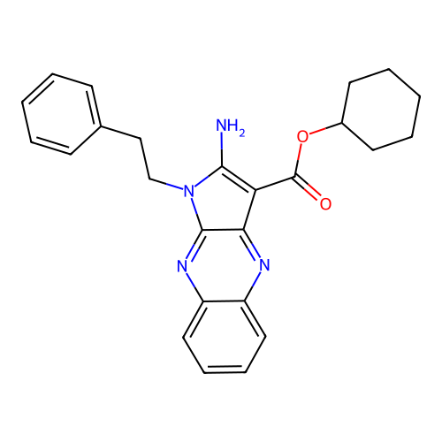 cyclohexyl 2-amino-1-(2-phenylethyl)-1H-pyrrolo[2,3-b]quinoxaline-3-carboxylate structure