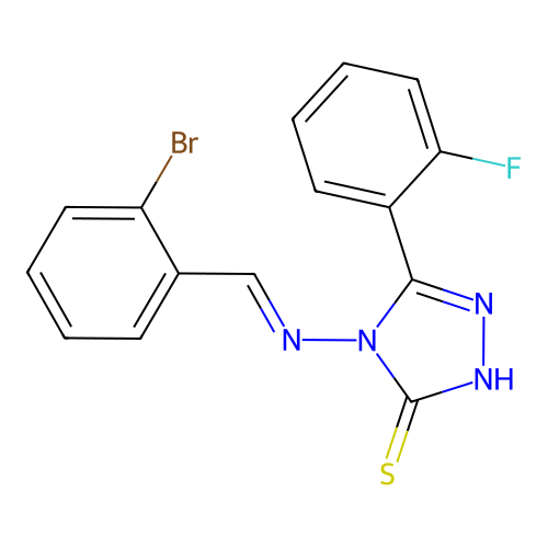 4-((2-BR-Benzylidene)amino)-5-(2-F-phenyl)-4H-1,2,4-triazol-3-YL hydrosulfide structure
