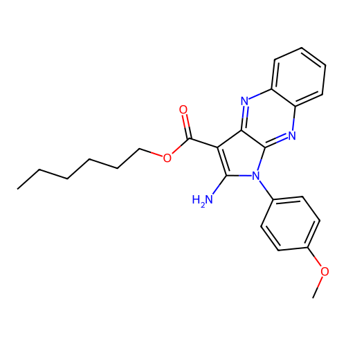 hexyl 2-amino-1-(4-methoxyphenyl)-1H-pyrrolo[2,3-b]quinoxaline-3-carboxylate structure