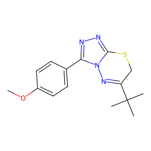 6-tert-butyl-3-(4-methoxyphenyl)-7H-[1,2,4]triazolo[3,4-b][1,3,4]thiadiazine structure