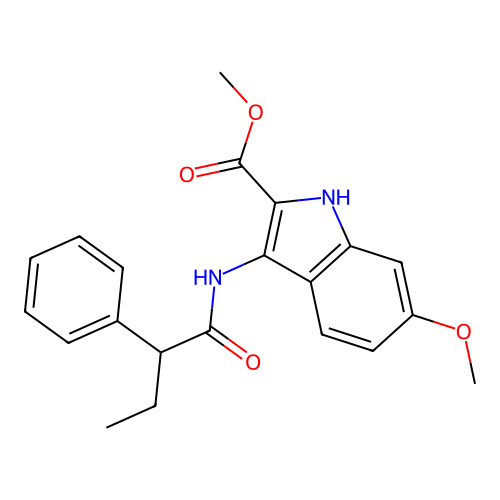 methyl 6-methoxy-3-[(2-phenylbutanoyl)amino]-1H-indole-2-carboxylate structure