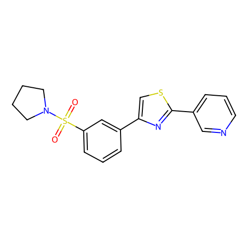 3-{4-[3-(Pyrrolidin-1-ylsulfonyl)phenyl]-1,3-thiazol-2-yl}pyridine structure