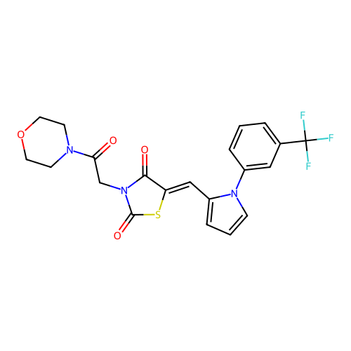 (5Z)-3-(2-morpholin-4-yl-2-oxoethyl)-5-[[1-[3-(trifluoromethyl)phenyl]pyrrol-2-yl]methylidene]-1,3-thiazolidine-2,4-dione structure