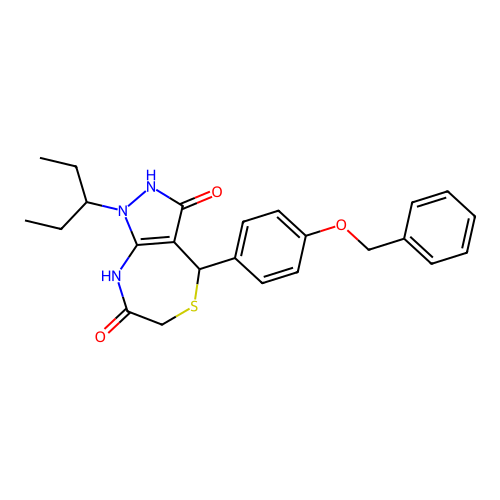 1-pentan-3-yl-4-(4-phenylmethoxyphenyl)-4,8-dihydro-2H-pyrazolo[3,4-e][1,4]thiazepine-3,7-dione structure