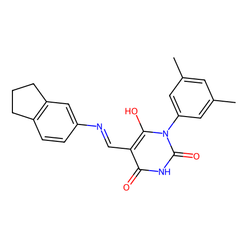 (5Z)-5-[(2,3-dihydro-1H-inden-5-ylamino)methylidene]-1-(3,5-dimethylphenyl)-1,3-diazinane-2,4,6-trione structure
