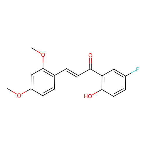 (2E)-3-(2,4-dimethoxyphenyl)-1-(5-fluoro-2-hydroxyphenyl)prop-2-en-1-one structure