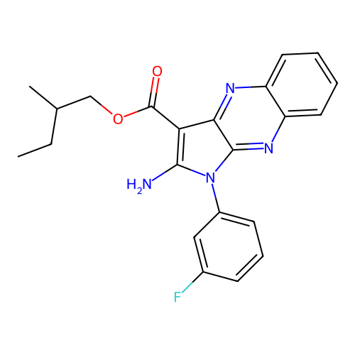 2-methylbutyl 2-amino-1-(3-fluorophenyl)-1H-pyrrolo[2,3-b]quinoxaline-3-carboxylate structure