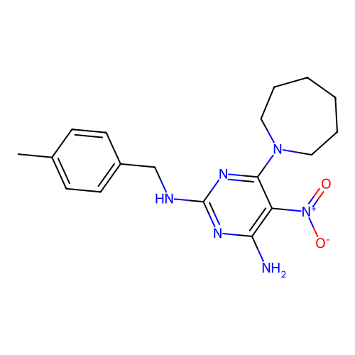 6-(azepan-1-yl)-N~2~-(4-methylbenzyl)-5-nitropyrimidine-2,4-diamine structure