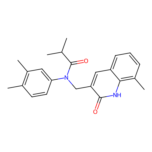 N-(3,4-dimethylphenyl)-2-methyl-N-[(8-methyl-2-oxo-1H-quinolin-3-yl)methyl]propanamide structure
