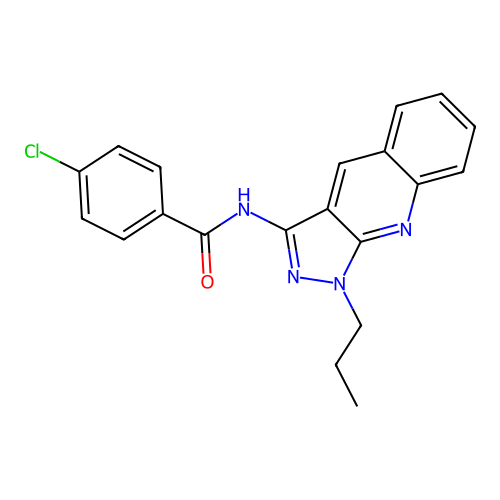 4-chloro-N-(1-propyl-1H-pyrazolo[3,4-b]quinolin-3-yl)benzamide structure