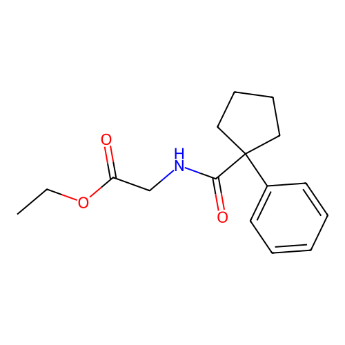 Ethyl 2-(1-phenylcyclopentanecarboxamido)acetate structure
