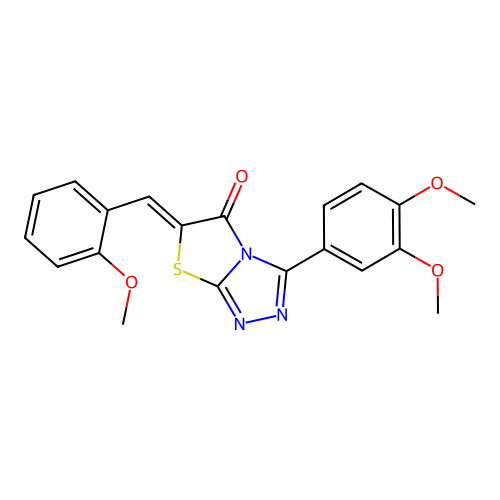 (6Z)-3-(3,4-dimethoxyphenyl)-6-(2-methoxybenzylidene)[1,3]thiazolo[2,3-c][1,2,4]triazol-5(6H)-one structure