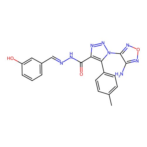 (E)-1-(4-amino-1,2,5-oxadiazol-3-yl)-N'-(3-hydroxybenzylidene)-5-(p-tolyl)-1H-1,2,3-triazole-4-carbohydrazide structure