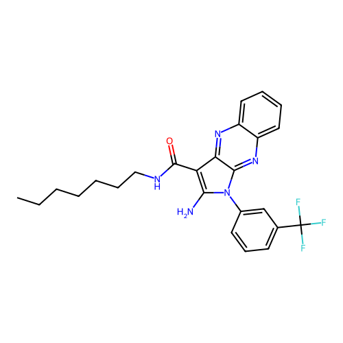 2-amino-N-heptyl-1-(3-(trifluoromethyl)phenyl)-1H-pyrrolo[2,3-b]quinoxaline-3-carboxamide structure